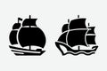 Sailing ship logo design and silhouette sailing ship vector Royalty Free Stock Photo