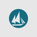 sailing ship logo pinisi ship vintage blue ship in the sea design vector Royalty Free Stock Photo