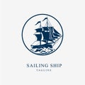 Sailing Ship Logo silhouette, this design is suitable for all kind of business Royalty Free Stock Photo