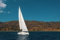 Sailing ship luxury yacht boat in the Sea. Travel. Royalty Free Stock Photo