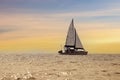 Sailing ship luxury yacht with white sails in the Sea Royalty Free Stock Photo