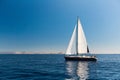 Sailing ship luxury yacht with white sails in the Sea. Sport. Royalty Free Stock Photo