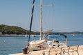 Sailing ship in the Mali LoÃÂ¡inj harbour Royalty Free Stock Photo