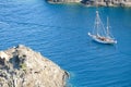 Sailing ship in the Mediterranean Sea Royalty Free Stock Photo