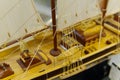 Sailing ship model in souvenir shop, closeup