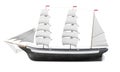 Sailing ship model on a white background. 3d rendering