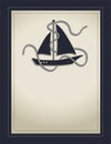 Sailing ship nautical cards old paper template blank Royalty Free Stock Photo