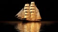 Sailing into the Night: Golden Reflections Royalty Free Stock Photo