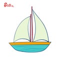 Sailing ship or sailboat. Water transport. Marine and yachting themes