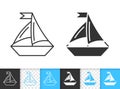 Sailing Ship simple black line boat vector icon Royalty Free Stock Photo