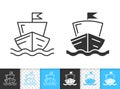 Sailing Ship simple black line vector icon Royalty Free Stock Photo