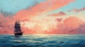 Sailing Ship Speedpainting: Calming Sunset On The Ocean