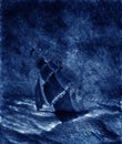 Sailing ship in a storm Royalty Free Stock Photo