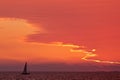 Sailing ship at sunset Royalty Free Stock Photo