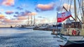 Sailing ship SV Dar Pomorza and Zawisza Czarny at the waterfront in Gdynia, Poland Royalty Free Stock Photo