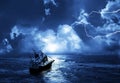 Sailing-ship in time of storm Royalty Free Stock Photo