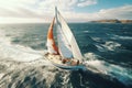 Sailing Ship in Turbulent Ocean Waters. Generative AI Royalty Free Stock Photo