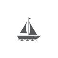Sailing ship vector icon symbol isolated on white background Royalty Free Stock Photo