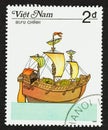 Sailing Ship on Vietnam Stamp Royalty Free Stock Photo