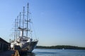 Sailing ship with water and blue sky in background, Oslo, Norway Royalty Free Stock Photo