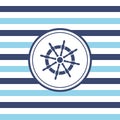Sailing ship wheel on navy white and blue texture Royalty Free Stock Photo