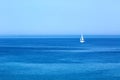 Sailing. Ship yacht with white sails in the open Sea. Luxury boats Royalty Free Stock Photo