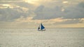 Sailing boat in blue sea. Boracay island Philippines. Royalty Free Stock Photo