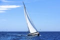 Sailing ship yachts with white sails in the open Sea. Luxury. Royalty Free Stock Photo