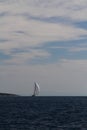 Sailing ship yachts with white sails in race the regatta in the open sea Royalty Free Stock Photo