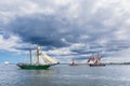 Sailing ships on the Baltic Sea during the Hanse Sail in Warnemuende, Germany