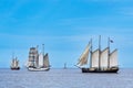 Sailing ships on the Baltic Sea during the Hanse Sail in Warnemuende, Germany
