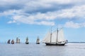 Sailing ships on the Baltic Sea during the Hanse Sail in Warnemuende, Germany