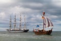 Sailing ships on the Baltic Sea in Rostock (Germany) Royalty Free Stock Photo