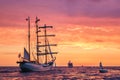 Sailing ships on the Baltic Sea in Rostock