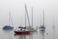 Sailing ships in Fog Royalty Free Stock Photo