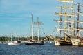Sailing ships during the Hansesail in Rostock, Germany Royalty Free Stock Photo