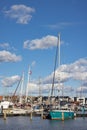 Sailing ships in harbor Dutch village Urk