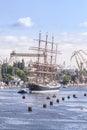 Sailing ships leaving the port of Szczecin. Royalty Free Stock Photo