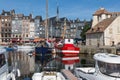 Sailing ships in old medieval harbor Honfleur, France Royalty Free Stock Photo