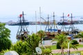 Sailing ships for sea excursions in the city harbor Antalya, Turkey Royalty Free Stock Photo