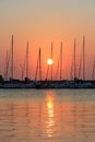 Sailing ships at sunrise at Mandraki Harbor