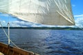 Sailing on skiff Royalty Free Stock Photo