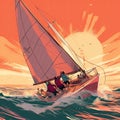 Sailing sports illustration - made with Generative AI tools Royalty Free Stock Photo