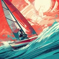 Sailing sports illustration - made with Generative AI tools Royalty Free Stock Photo