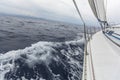 Sailing in stormy weather in the Mediterranean Sea. Royalty Free Stock Photo