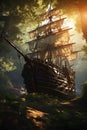 Sailing Through the Sunlit Woods: A Pirate Ship\'s Journey to Unc