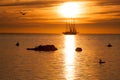Sailing and sunset Royalty Free Stock Photo