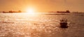 Sailing and sunset, Beautiful twilight with fishing boat