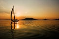 Sailing and sunset, Lake Balaton Royalty Free Stock Photo