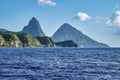 Sailing to the Pitons in the Caribbean Sea at Soufriere, St. Lucia, Lesser Antilles Royalty Free Stock Photo